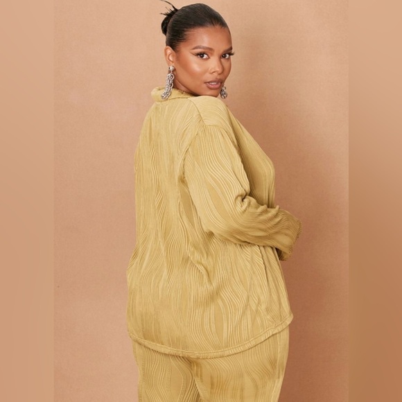 PLT Olive Plisse Long Sleeve Shirt - Picture 2 of 6